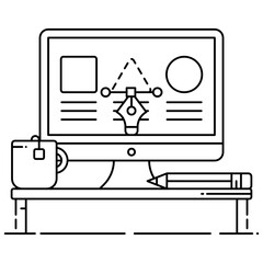 
Design studio flat outline icon, fine arts 
