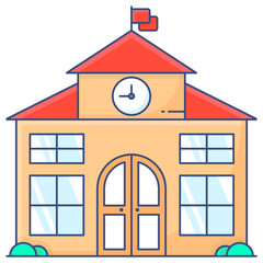 
Editable flat outline design of school icon
