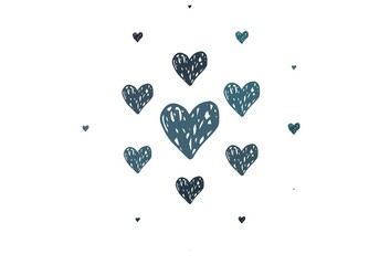 Light Blue, Green vector pattern with colorful hearts.