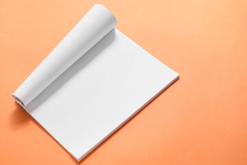 Blank magazine on color background