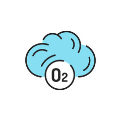 Cloud with air color line icon. Editable stroke.