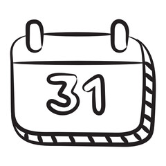 
Calendar in editable hand drawn 
