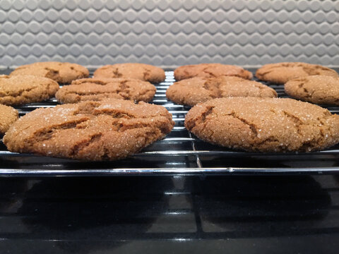 Close Up Of Ginger Molasses Crinkle Cookies, A Delicious Christmas Gift.