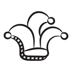 
Jester headpiece, hand drawn icon of clown hat 
