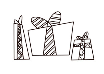 Christmas gift  icon illustration  symbol. Present gift box . Surprise present linear design. 