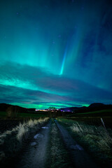 Northern lights over Skatval in Norway in December