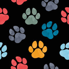 Obraz na płótnie Canvas seamless pattern of waterColour animal footprints . silhouette of a paw print. Vector Illustration. Elegant template for fashion prints 