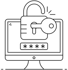 Fototapeta premium Conceptual flat icon of secure password, editable vector 