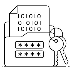 
Editable flat outline design of folder password icon
