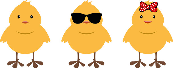 Chick Vector Illustration, Chick with Glasses, Baby Girl Chicken