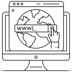 
Flat outline icon of web searching, browsing 
