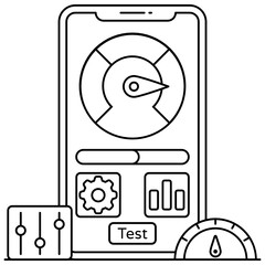 
Application performance, flat outline icon of app speed 
