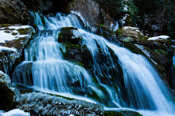 Fototapeta na wymiar Winter in Llobregat river waterfall, Barcelona, Pyrenees, Spain