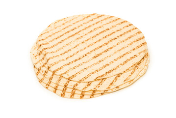 Grilled pitta bread isolated on white background.
