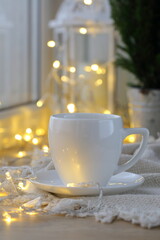 cup of tea with candles