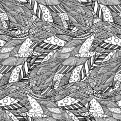 Leaves seamless monochrome background art design element stock vector illustration for web, for print, for fabric print