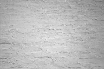 White Brick Wall Background, Old Grey Stone Brickwork Plaster Texture.