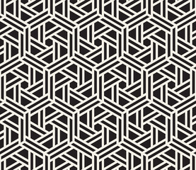 Vector seamless geometric pattern. Stylish striped hexagon ornament. Simple linear lattice background design.