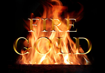 Old Gold in Fire Text Effect Mockup