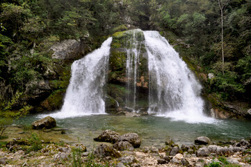Fototapeta premium Beautiful Waterfall near Bovec, Slovenia