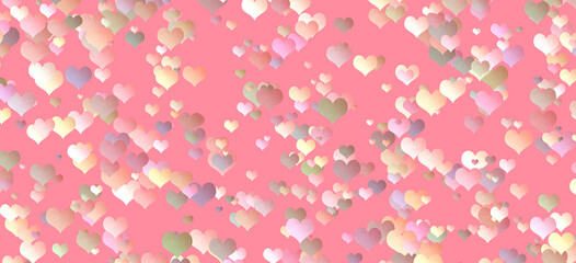 pink background with multicolored hearts