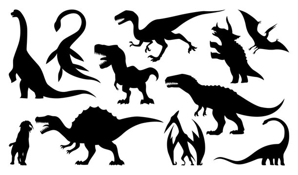 Dinosaur silhouettes set. illustration isolated on white