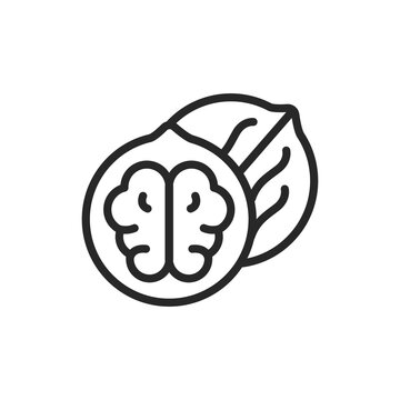 recommend clip art: Walnut black line icon. Isolated vector element. Outline pictogram for web page, mobile app, promo.