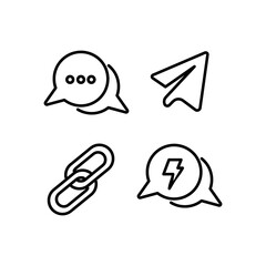 Linear direct message social media icons design isolated on white background