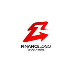 Obraz premium Letter E and arrow for accounting and finance logo design template