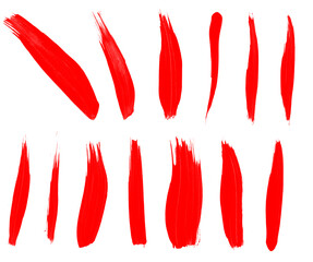 Red paint strokes isolated on white