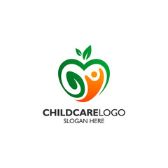 Love with people and leafs logo design template