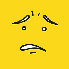 Smile icon template design. Oops emoticon logo on yellow background. Face line art style.