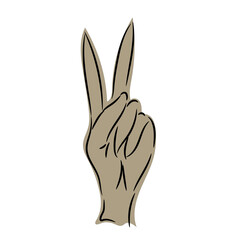 Peace sign. Victory sign. Hand gesture The V symbol of peace. Vector illustration on white background.
