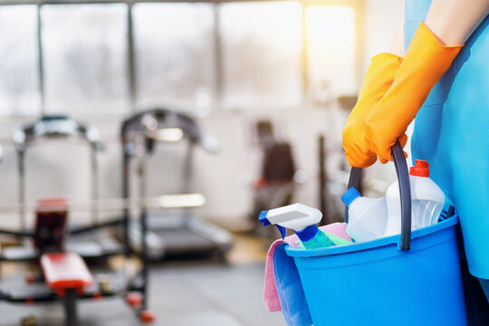 Concept of cleaning gyms and fitness establishments.