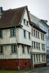 Fototapeta na wymiar Historische Holzhäuser in der Altstadt von Velbert Langenberg