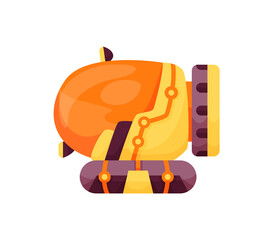 Submarine undersea. Cute cartoon yellow submarine. Bathyscaphe underwater ship. Diving exploring at the bottom of sea. Child game illustration