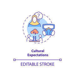 Cultural expectations concept icon. Human factor in ergonomics idea thin line illustration. Dress codes. Embracing cultural diversity. Vector isolated outline RGB color drawing. Editable stroke