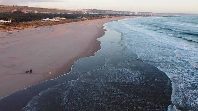Aerial View of Sunset in Costa da Caparica beach in Portugal