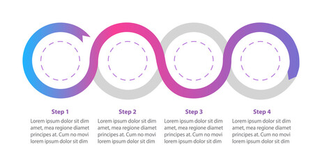 Empty bright flowchart vector infographic template. Presentation design elements with text space. Data visualization with 4 steps. Process timeline chart. Workflow layout with copyspace