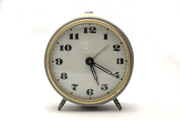 old clock isolated on white background