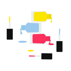 Nail polish vector illustration isolated. Nail lacquer vector with trendy 2021 colors. 