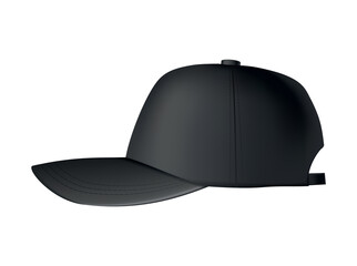 Baseball cap. Realistic baseball cap template front view. Empty mockup sport hat. Black blank cap isolated on white background. Blank template of baseball uniform cap