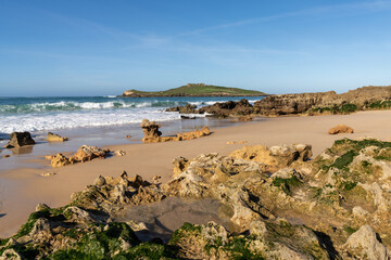 Fototapeta na wymiar view of the beach at Ilha do Pessegueiro on the Alentejo Coast of Portugal