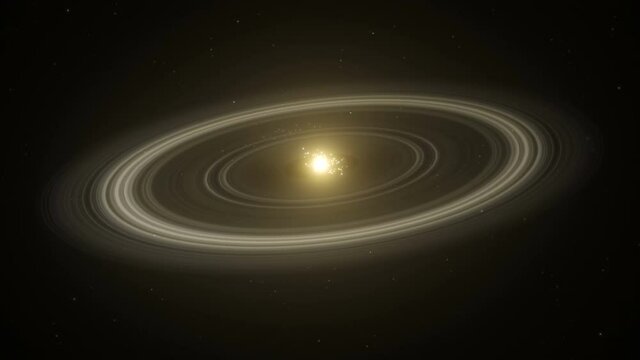 3d Animation of a planet emerging from a dense disk of gas and dust encircling a young star