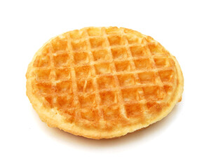 baked waffles on white background 