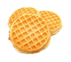 baked waffles on white background 