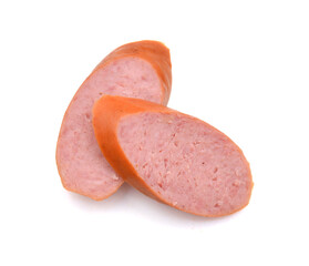 Boiled sausage. Isolated on white background 