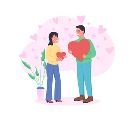 Man and woman in love flat color vector detailed characters