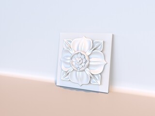 3d render of an artistic rosette made in light shades 