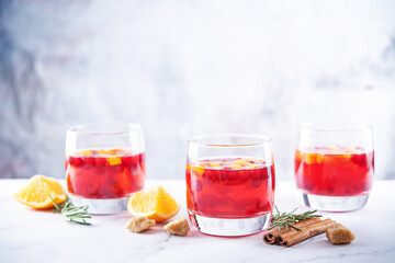 Cranberry orange sangria in a glass